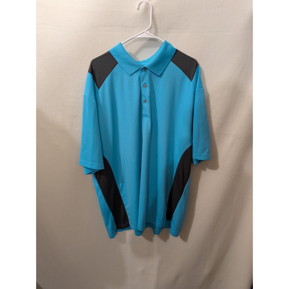 PGA Tour Airflux Mens 3X Polo Shirt Blue Grey Mesh Performance Golf Top